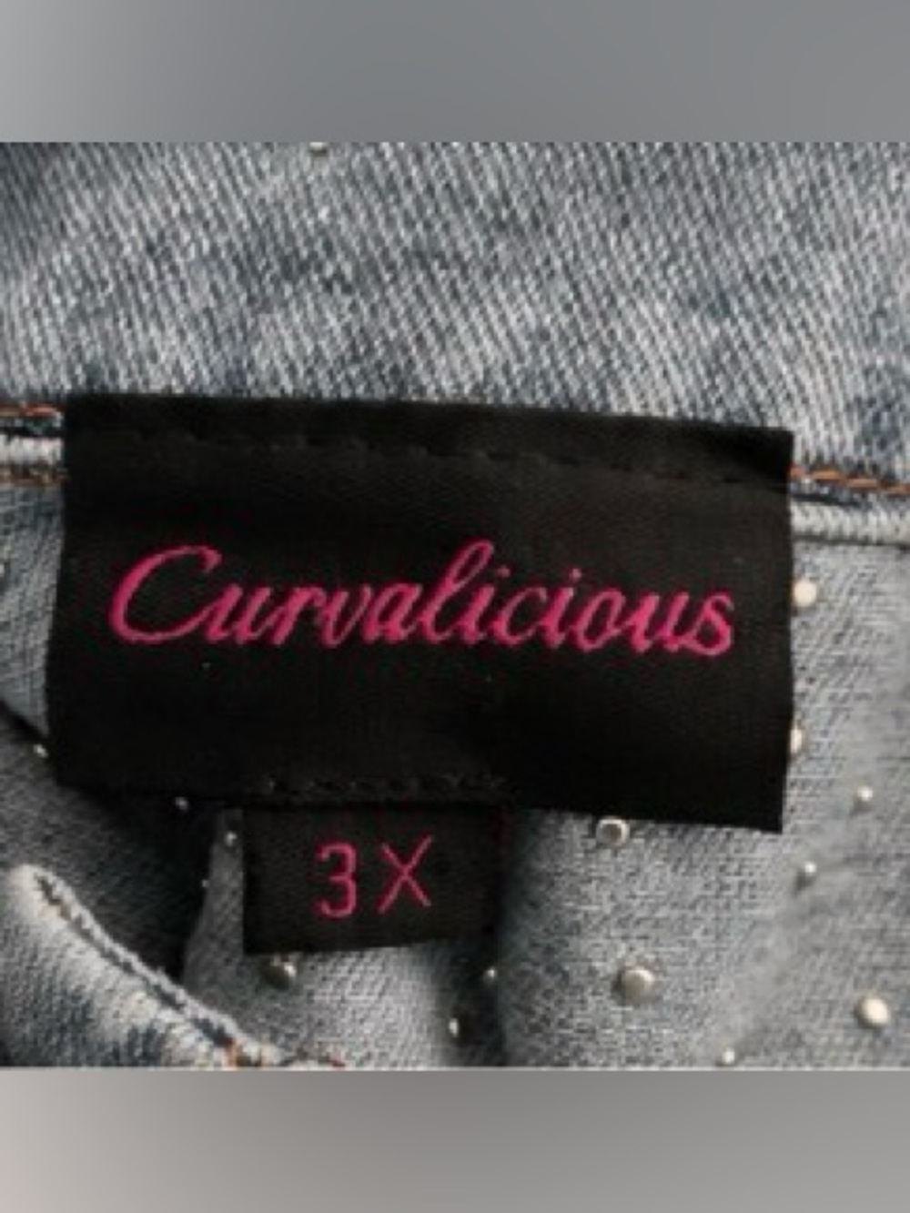 Curvalicious Pearl Embellished Denim Jean Jacket Plus Size 3X , P2P 27” NWT - Picture 4 of 6